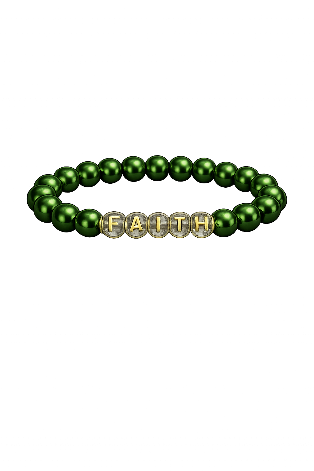 Kit Pulseiras Peace, Hope & Faith Verde Pérola