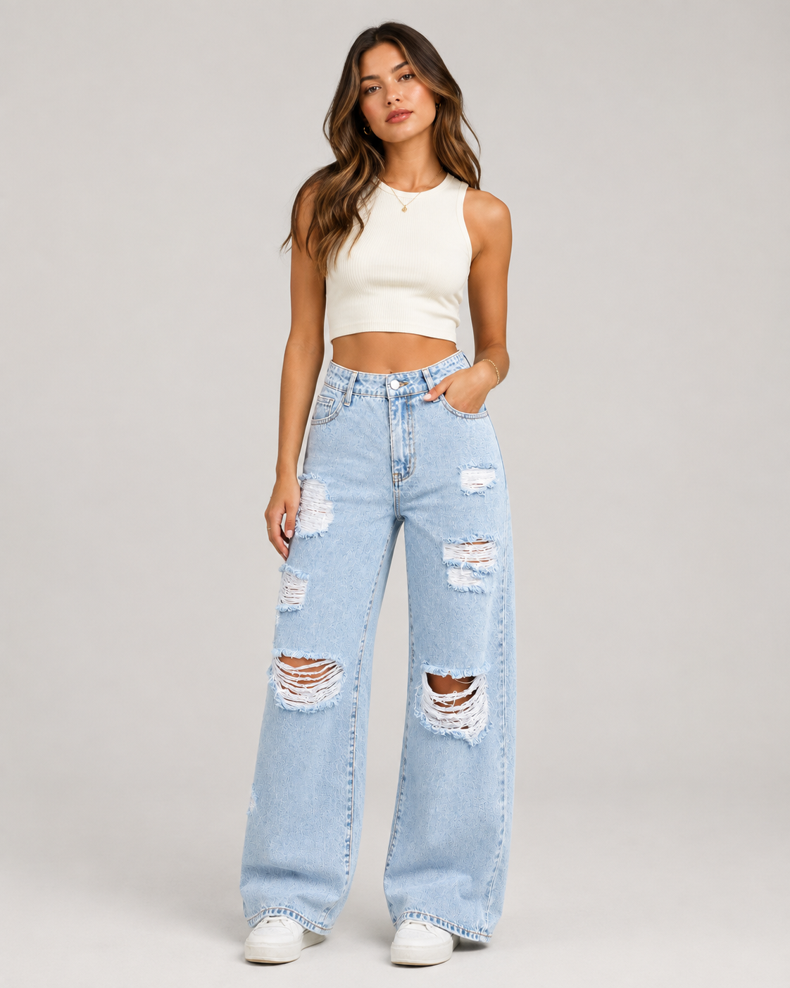 Calça Jeans Wide Leg Feminina